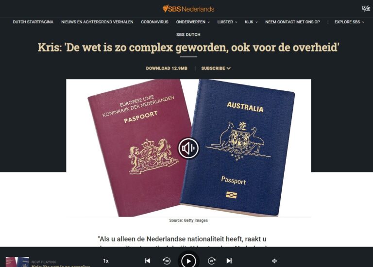 Read more about the article SBS Dutch radio interview on complexity of Netherlands nationality law.